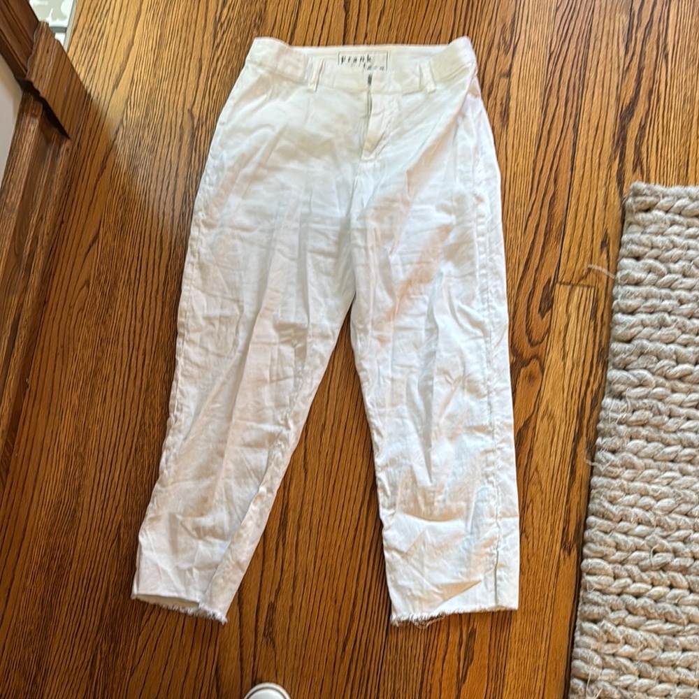 Frank & Eileen Crisp White Linen Kinkade crop Trousers